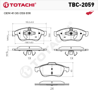 Колодки тормозные дисковые TOTACHI TBC-2059 передние керамические   NIBK PN0551   OEM 41 06 059 61R